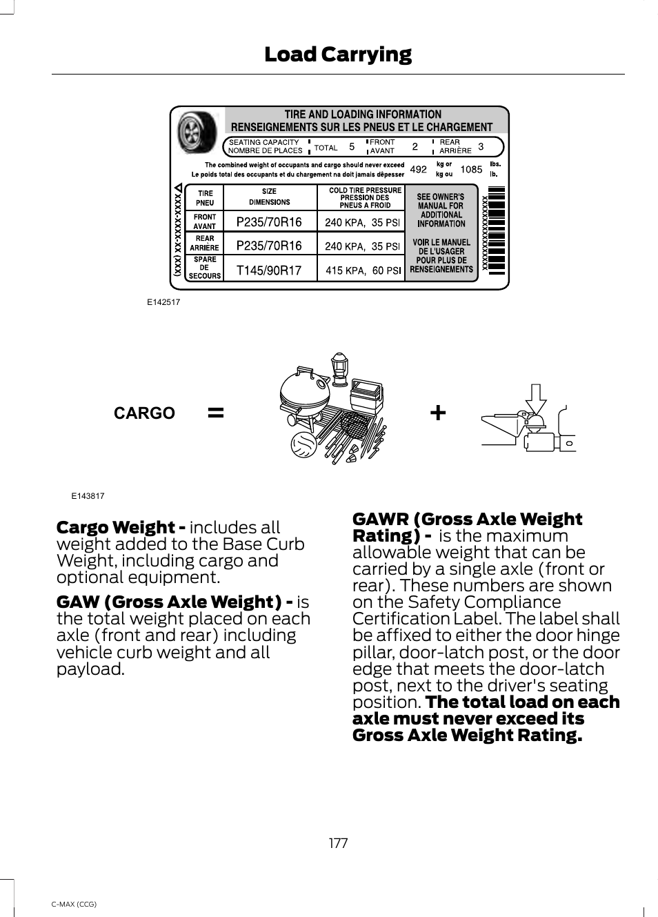 Load carrying | FORD 2014 C-MAX Hybrid User Manual | Page 179 / 447