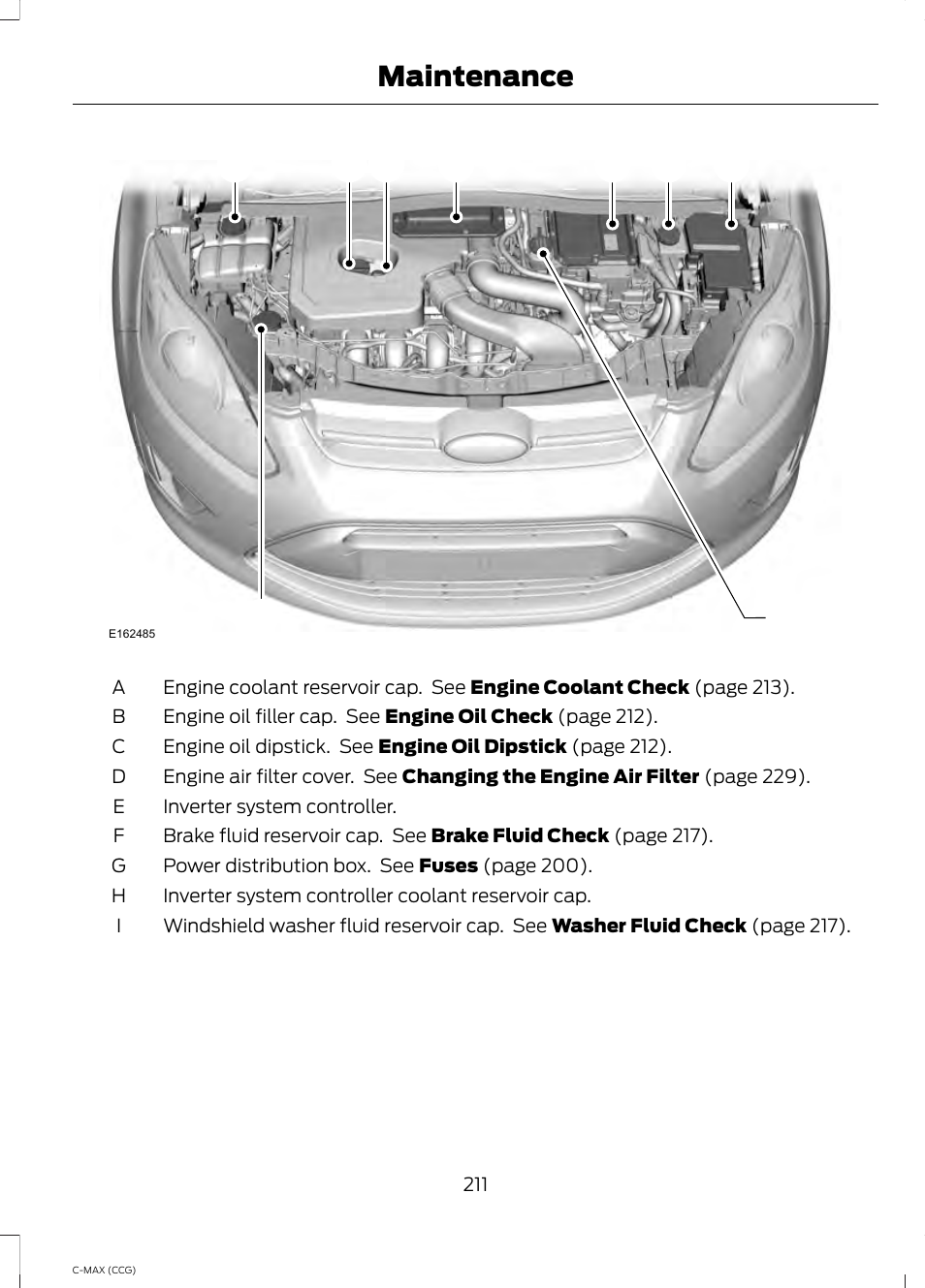Maintenance | FORD 2014 C-MAX Hybrid User Manual | Page 213 / 447