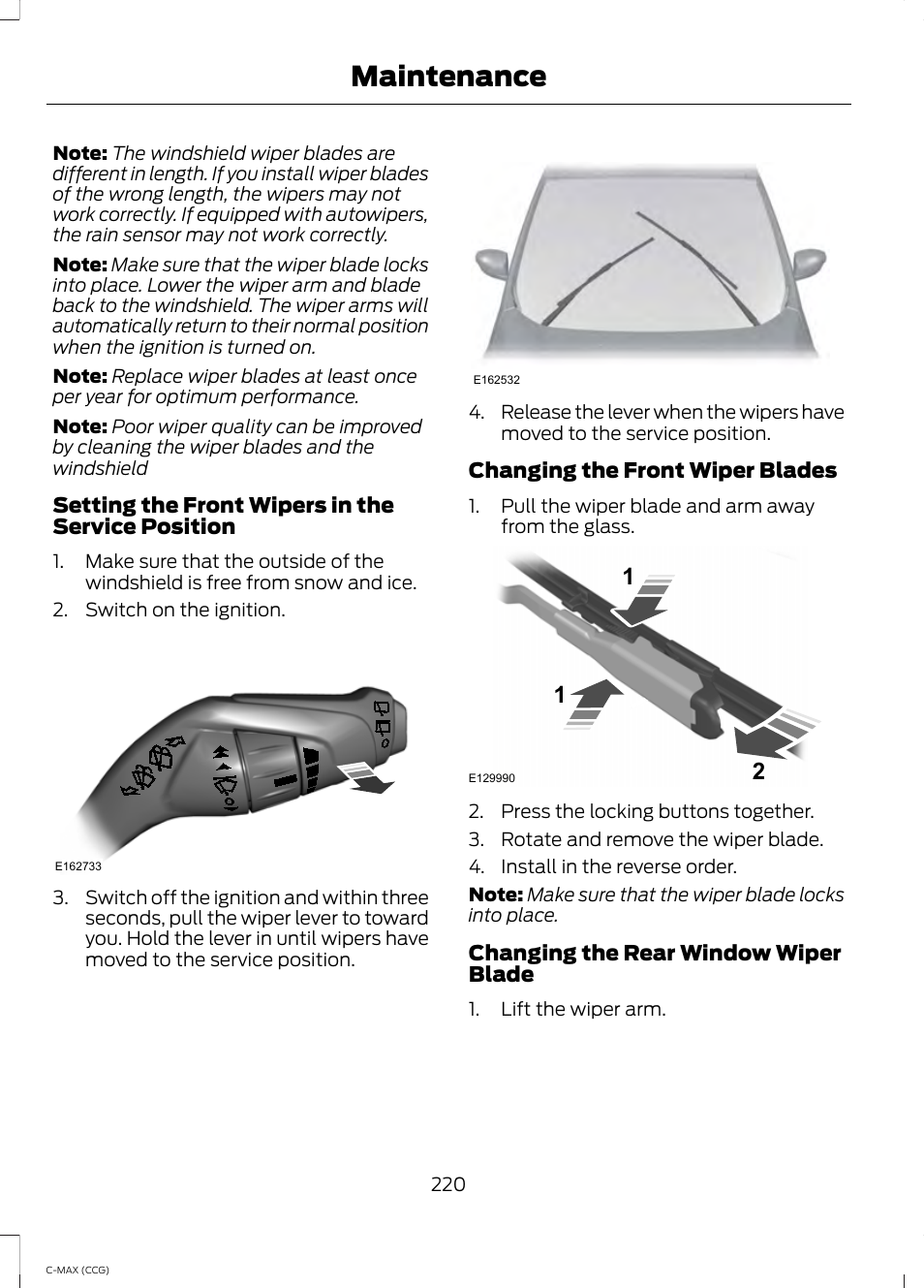 Maintenance | FORD 2014 C-MAX Hybrid User Manual | Page 222 / 447