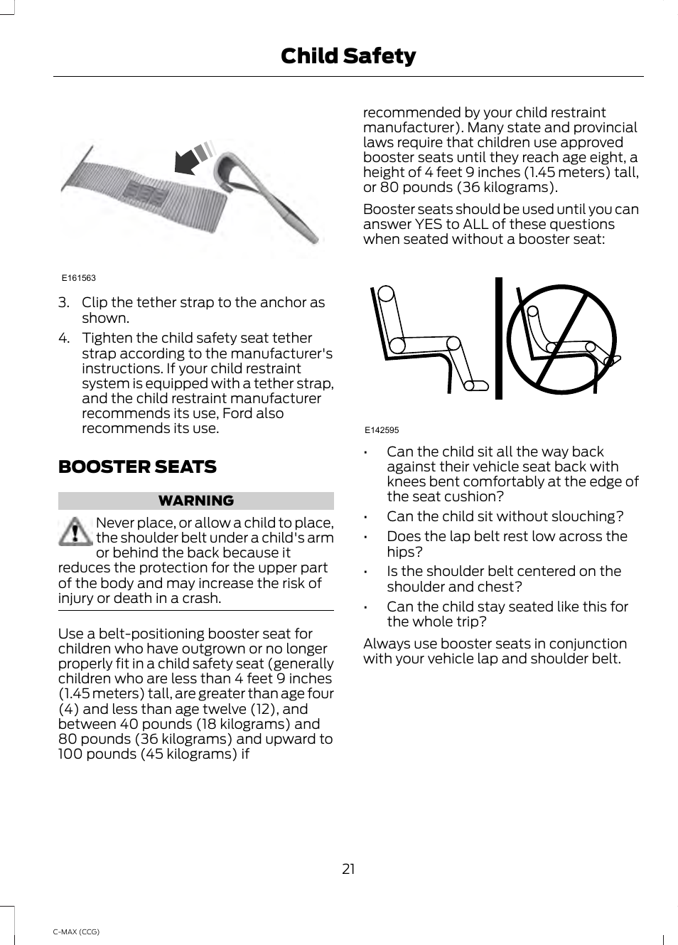 Booster seats, Child safety | FORD 2014 C-MAX Hybrid User Manual | Page 23 / 447