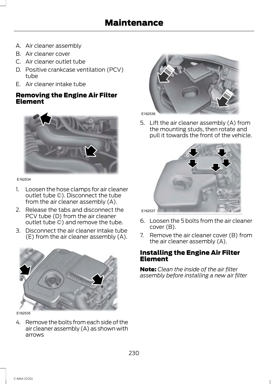 Maintenance | FORD 2014 C-MAX Hybrid User Manual | Page 232 / 447