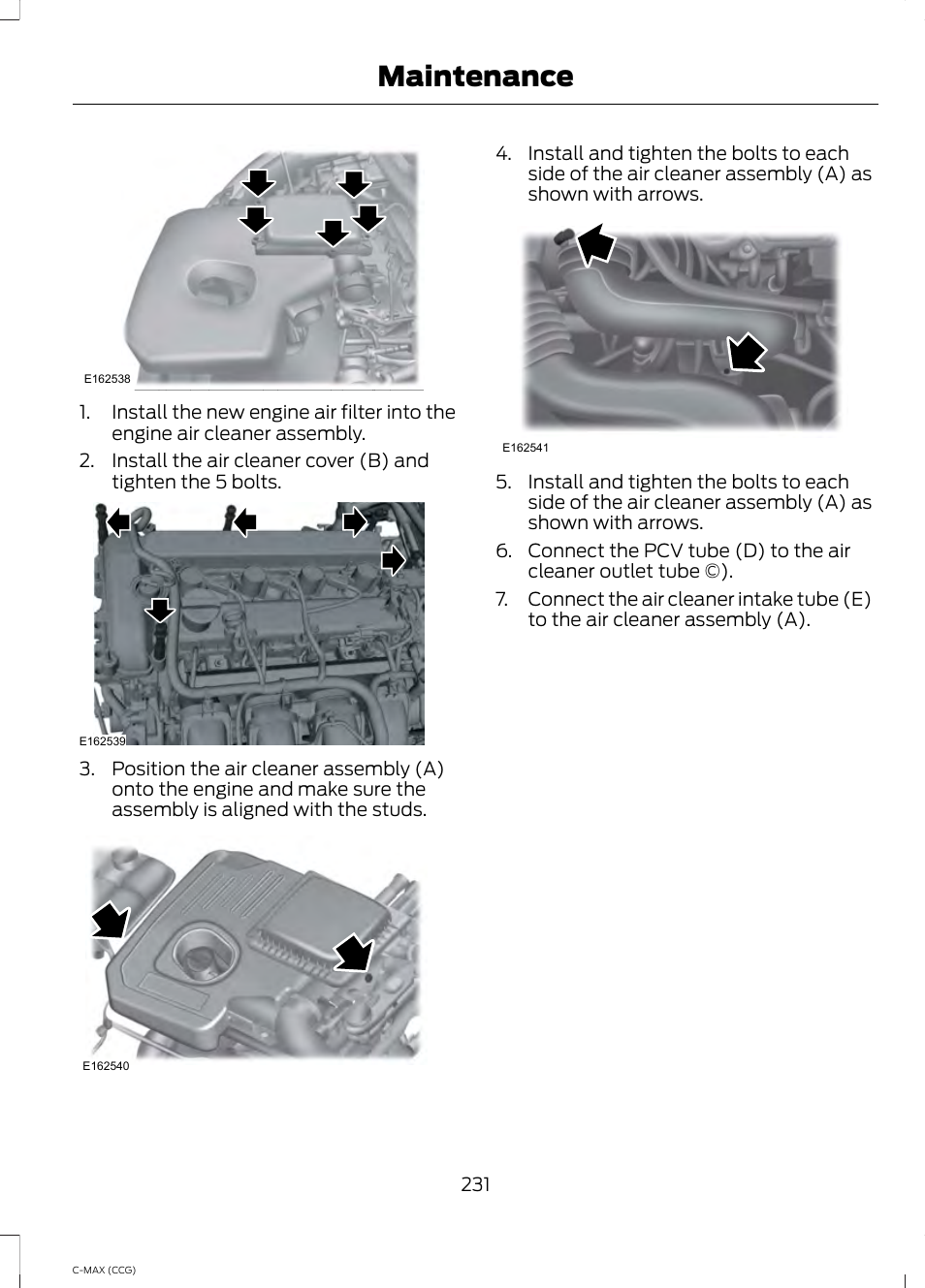 Maintenance | FORD 2014 C-MAX Hybrid User Manual | Page 233 / 447