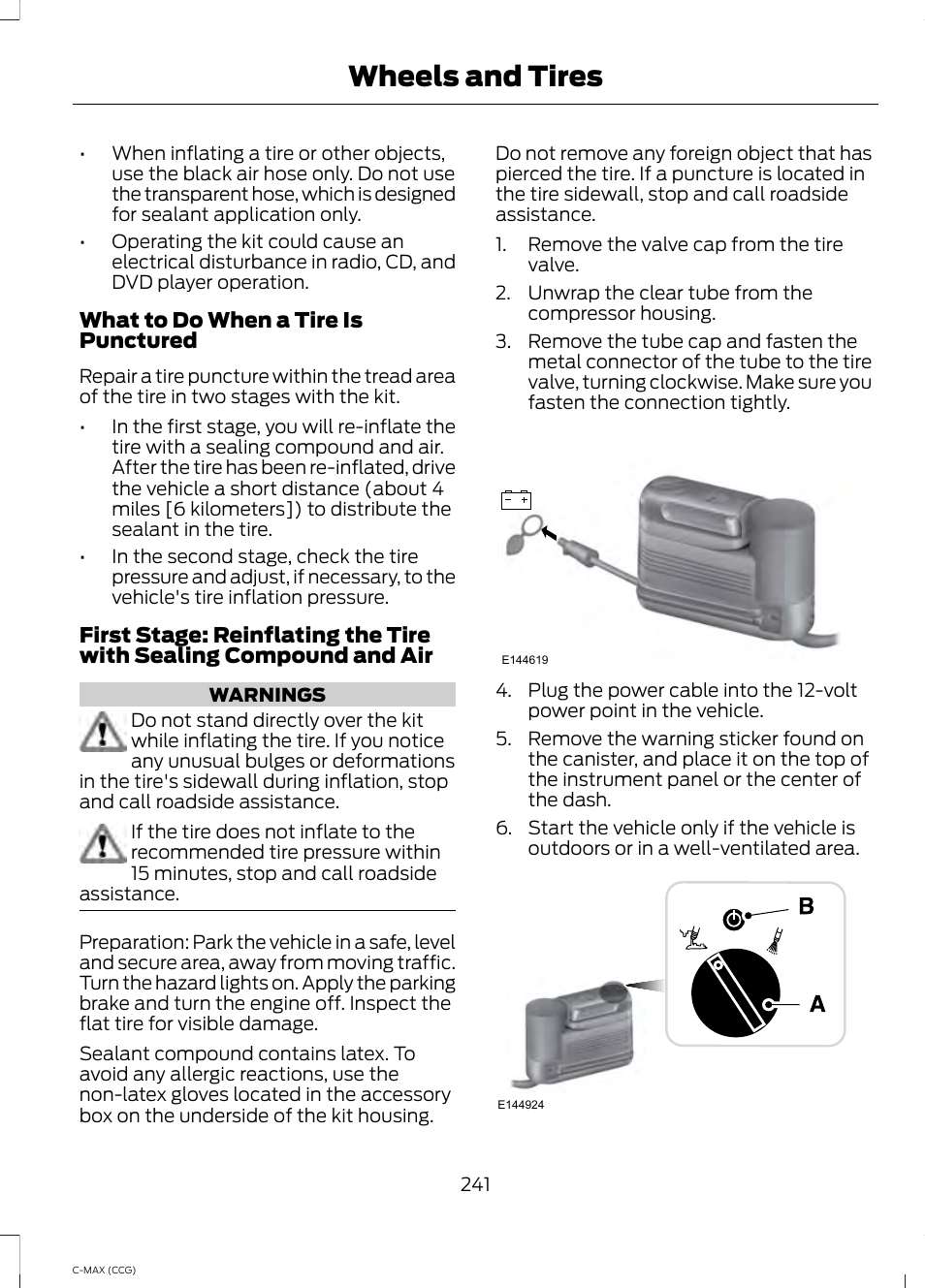 Wheels and tires | FORD 2014 C-MAX Hybrid User Manual | Page 243 / 447