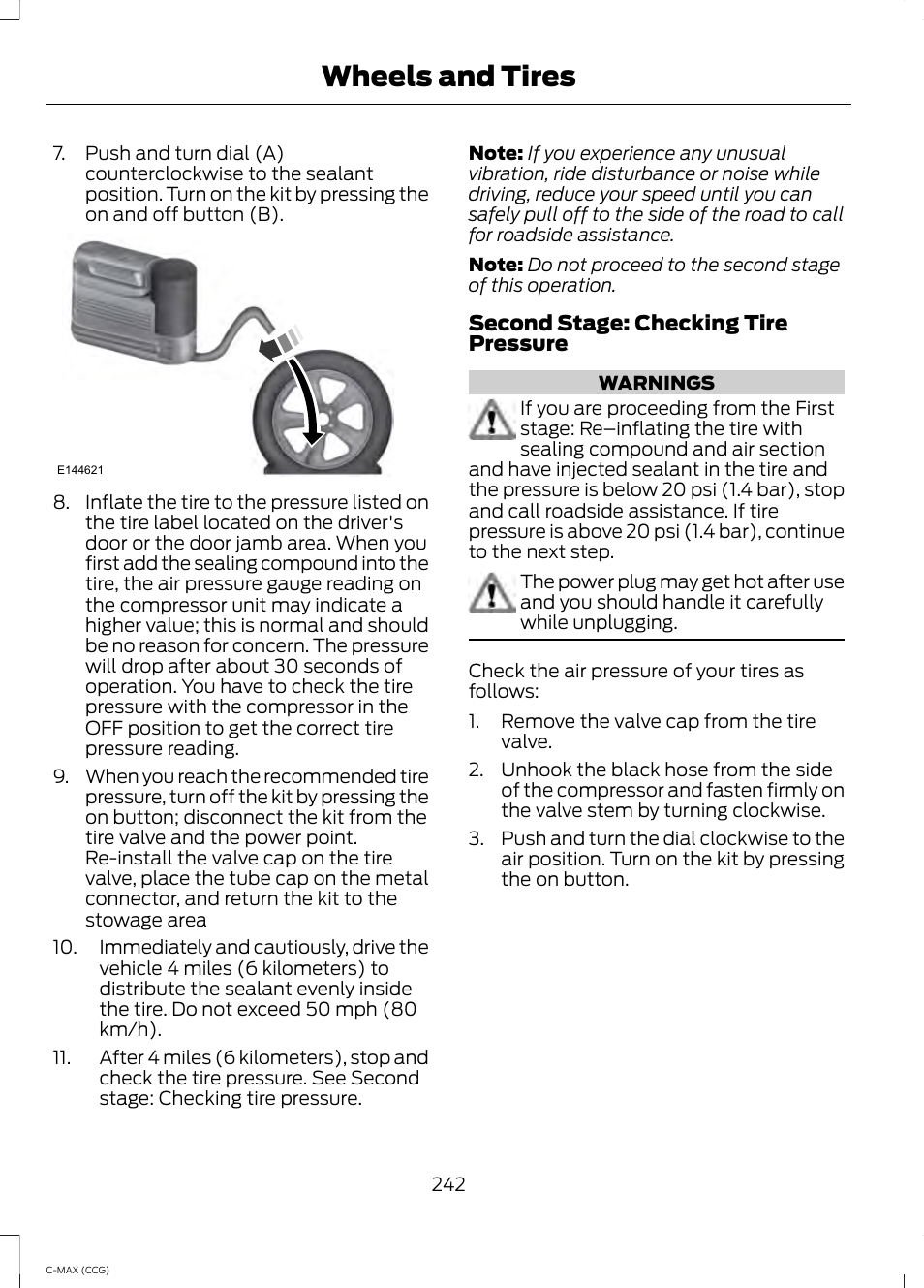 Wheels and tires | FORD 2014 C-MAX Hybrid User Manual | Page 244 / 447