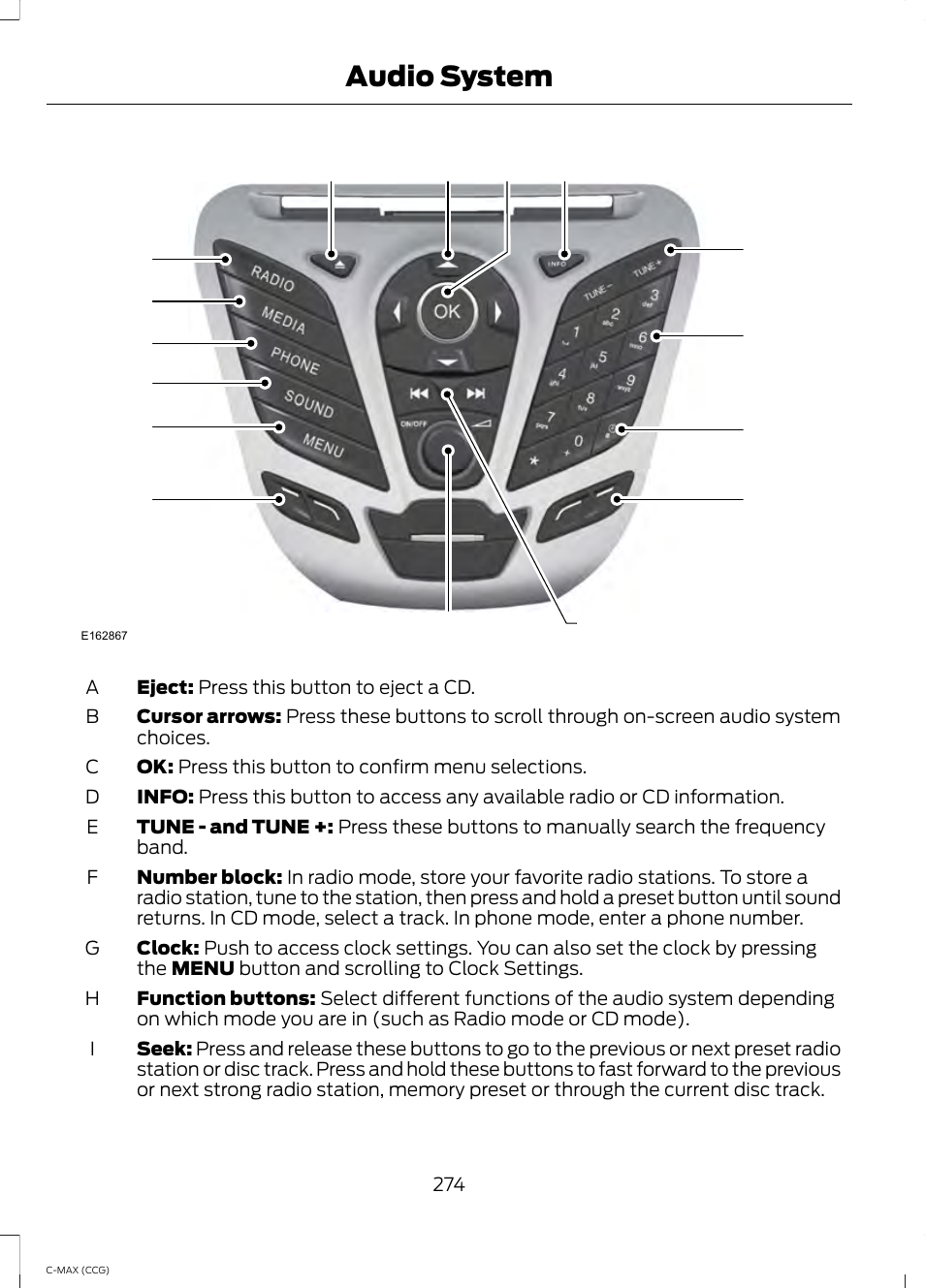 Audio system | FORD 2014 C-MAX Hybrid User Manual | Page 276 / 447