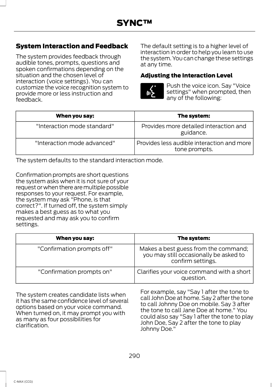 Sync | FORD 2014 C-MAX Hybrid User Manual | Page 292 / 447