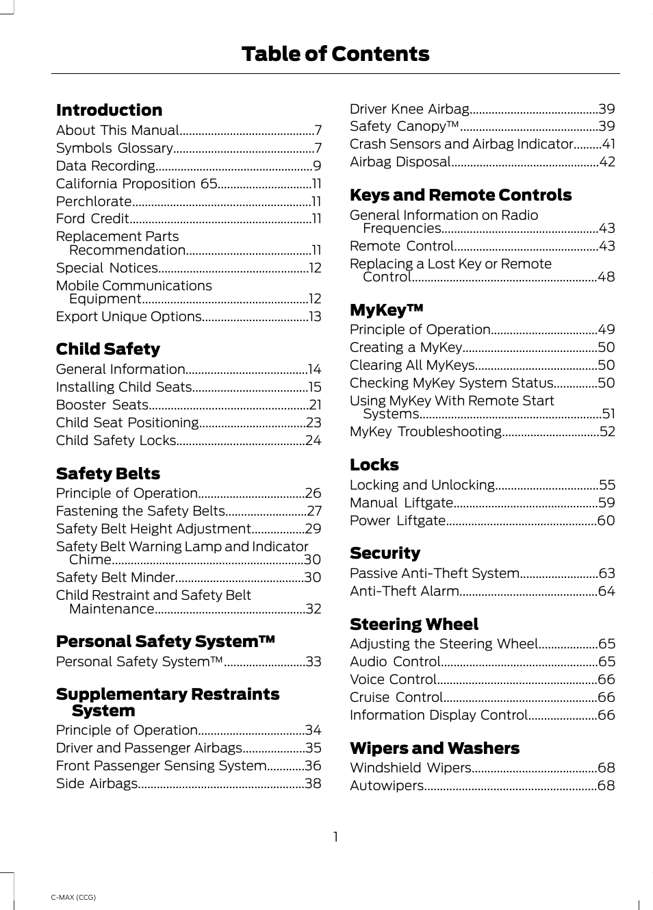 FORD 2014 C-MAX Hybrid User Manual | Page 3 / 447