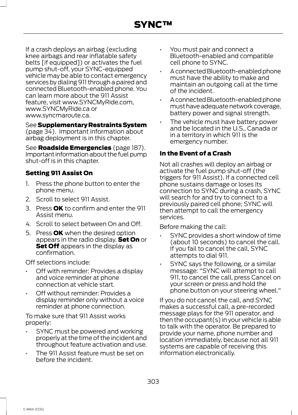 Sync | FORD 2014 C-MAX Hybrid User Manual | Page 305 / 447