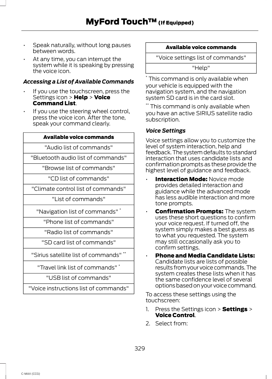 Myford touch | FORD 2014 C-MAX Hybrid User Manual | Page 331 / 447