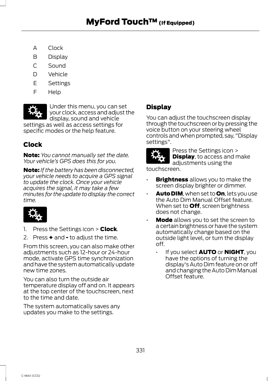 Myford touch | FORD 2014 C-MAX Hybrid User Manual | Page 333 / 447