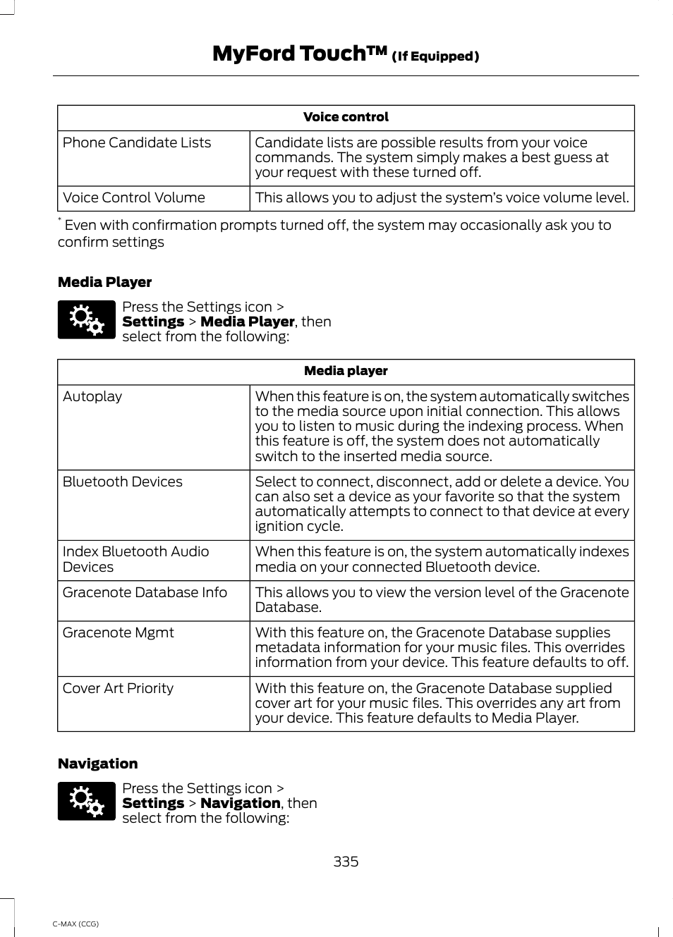 Myford touch | FORD 2014 C-MAX Hybrid User Manual | Page 337 / 447