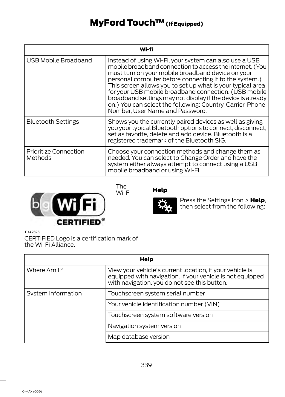 Myford touch | FORD 2014 C-MAX Hybrid User Manual | Page 341 / 447