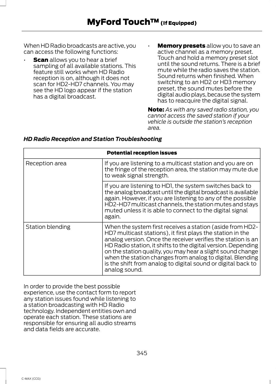 Myford touch | FORD 2014 C-MAX Hybrid User Manual | Page 347 / 447