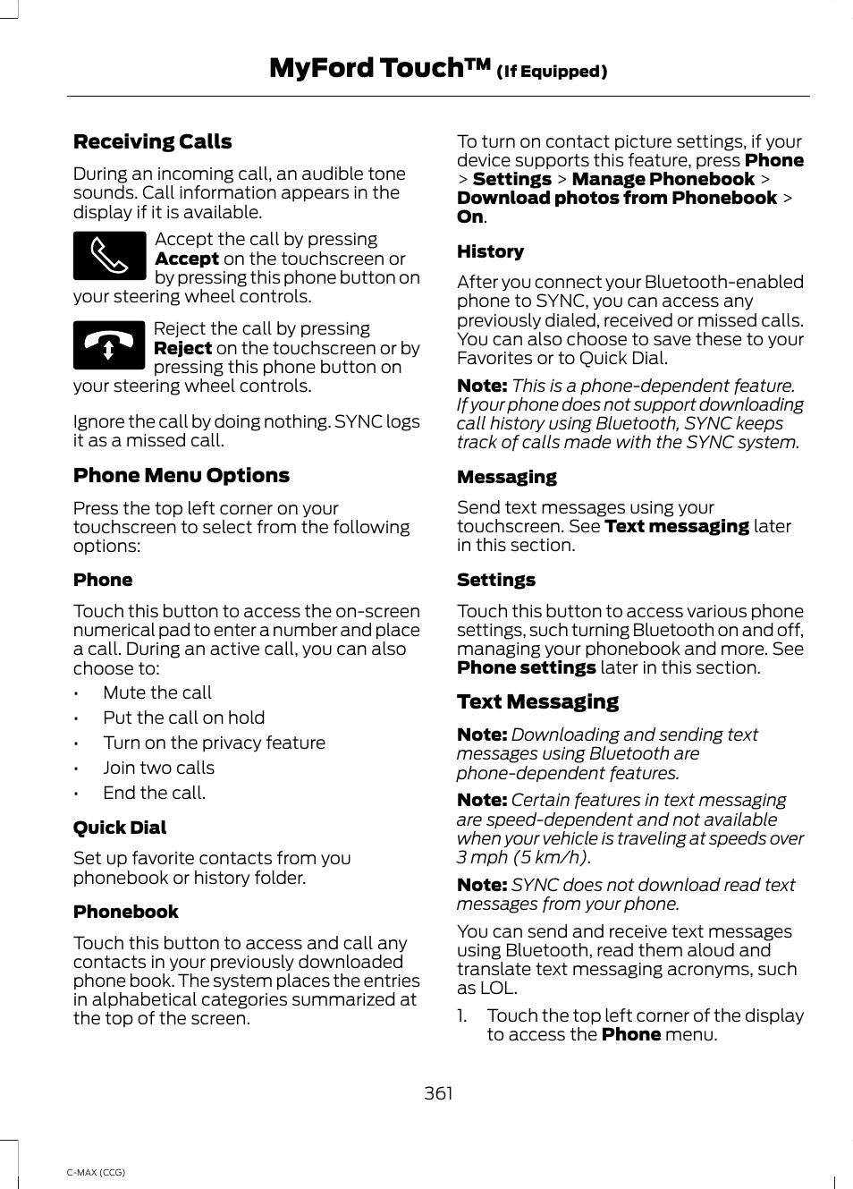 Myford touch | FORD 2014 C-MAX Hybrid User Manual | Page 363 / 447