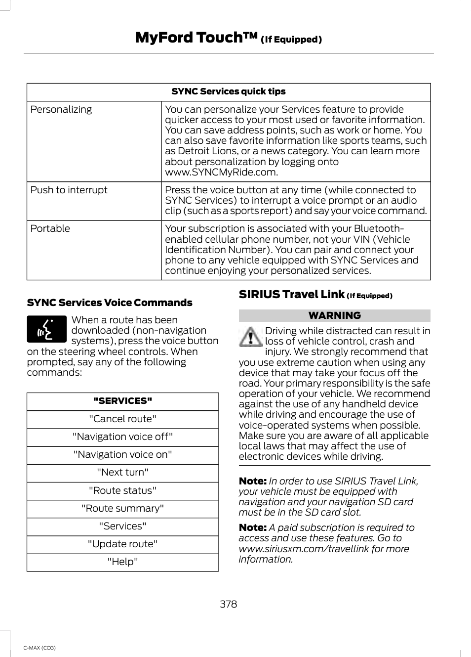 Myford touch | FORD 2014 C-MAX Hybrid User Manual | Page 380 / 447