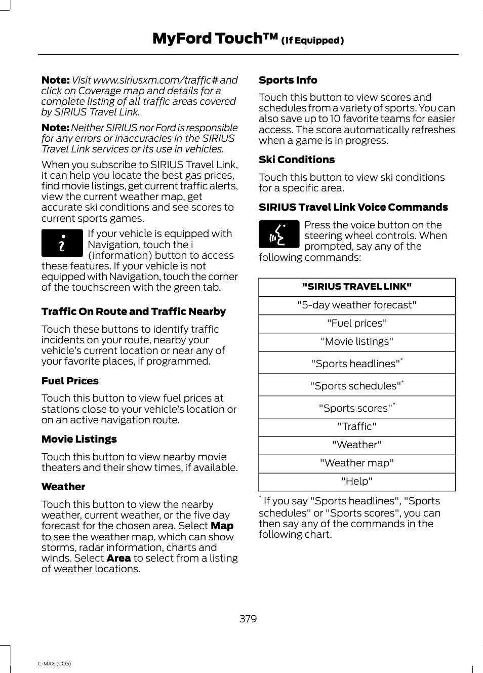 Myford touch | FORD 2014 C-MAX Hybrid User Manual | Page 381 / 447