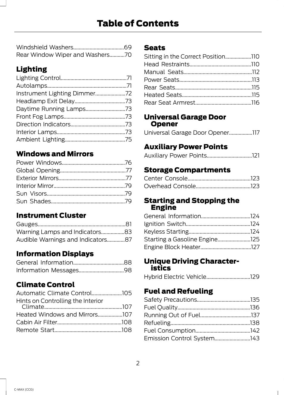 FORD 2014 C-MAX Hybrid User Manual | Page 4 / 447