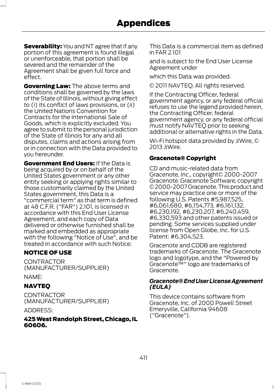 Appendices | FORD 2014 C-MAX Hybrid User Manual | Page 413 / 447