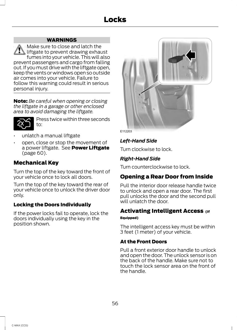 Locks | FORD 2014 C-MAX Hybrid User Manual | Page 58 / 447
