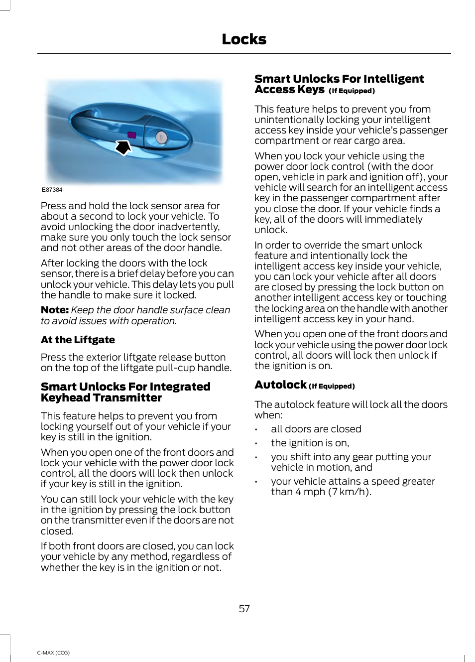 Locks | FORD 2014 C-MAX Hybrid User Manual | Page 59 / 447