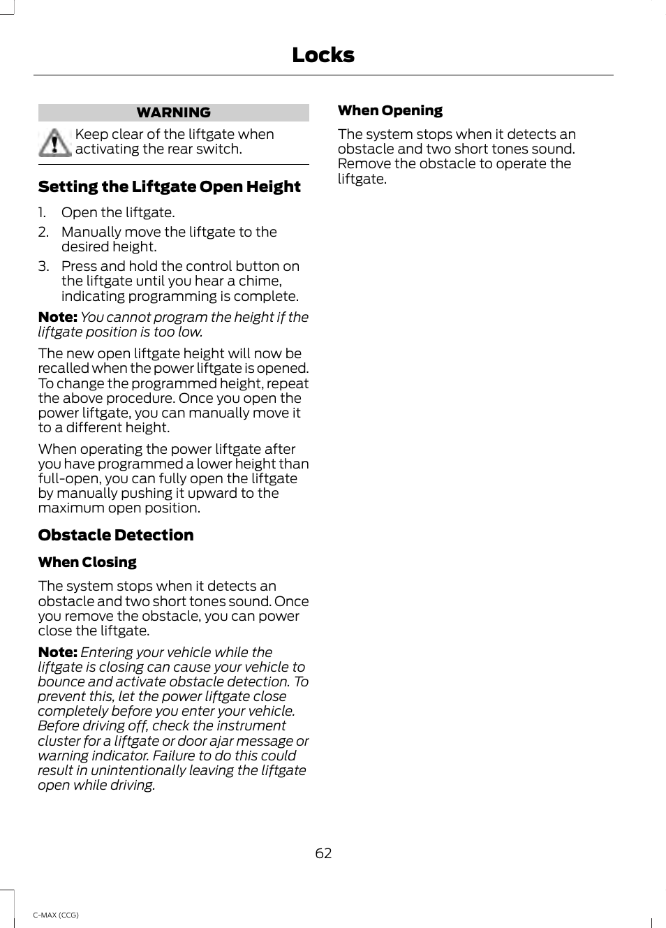 Locks | FORD 2014 C-MAX Hybrid User Manual | Page 64 / 447