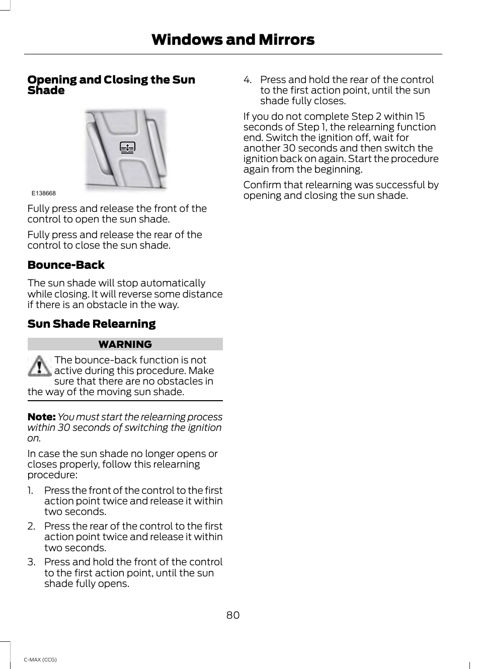 Windows and mirrors | FORD 2014 C-MAX Hybrid User Manual | Page 82 / 447