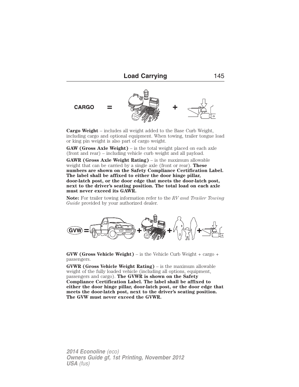 Load carrying 145 | FORD 2014 E-450 v.1 User Manual | Page 146 / 438