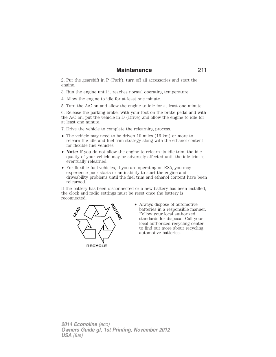 Maintenance 211 | FORD 2014 E-450 v.1 User Manual | Page 212 / 438
