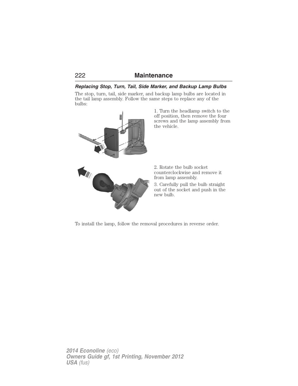 222 maintenance | FORD 2014 E-450 v.1 User Manual | Page 223 / 438