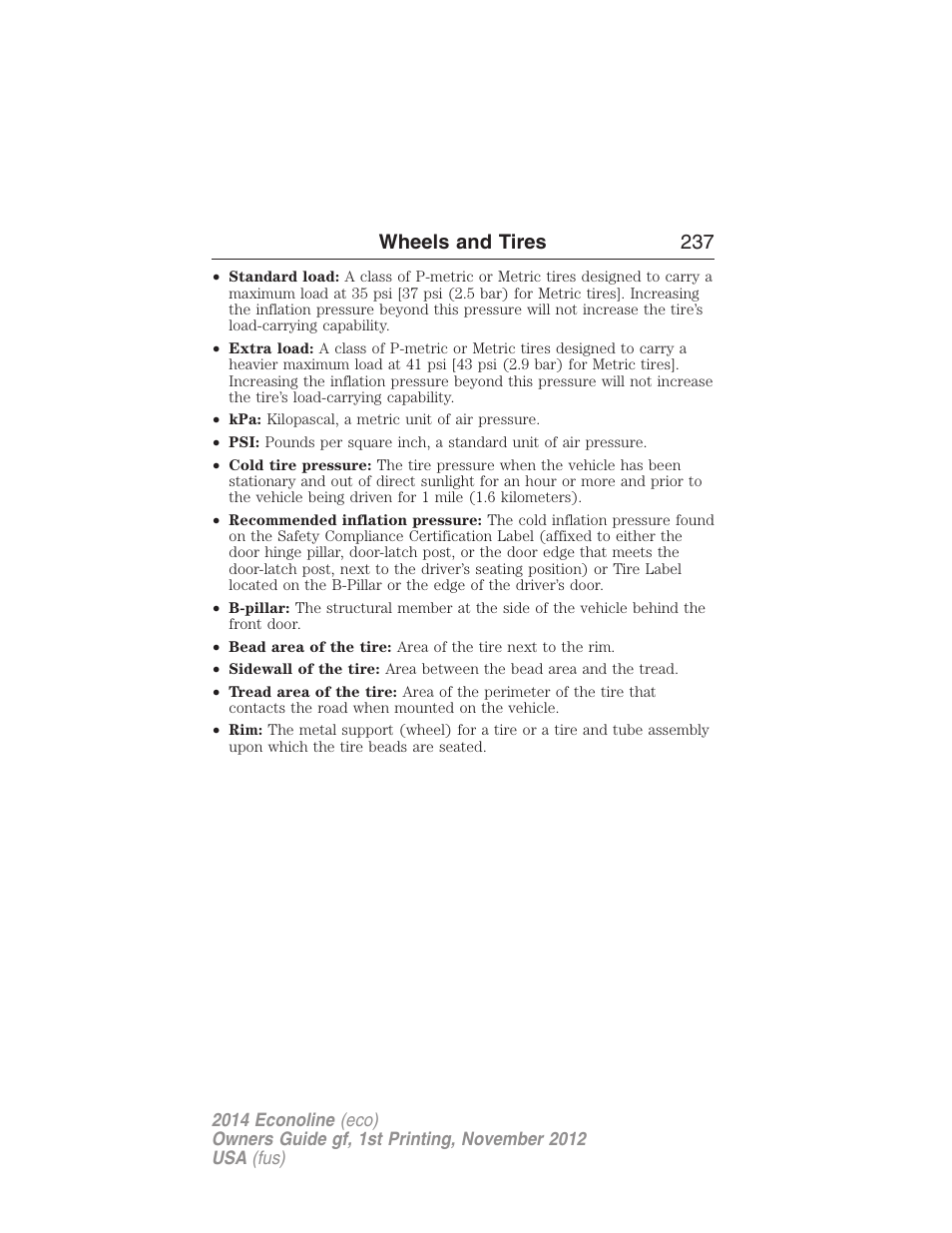 Wheels and tires 237 | FORD 2014 E-450 v.1 User Manual | Page 238 / 438