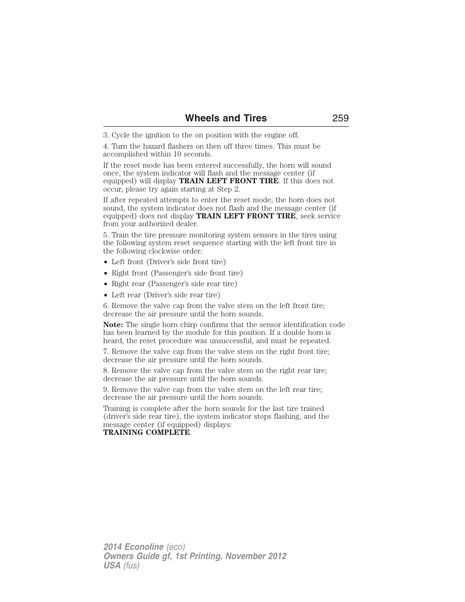 Wheels and tires 259 | FORD 2014 E-450 v.1 User Manual | Page 260 / 438