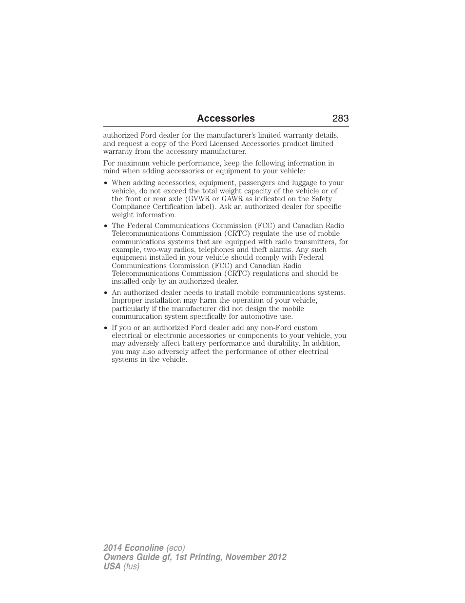 Accessories 283 | FORD 2014 E-450 v.1 User Manual | Page 284 / 438