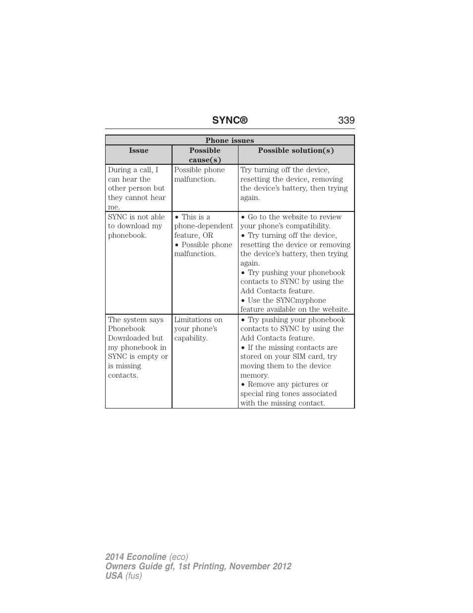 Sync® 339 | FORD 2014 E-450 v.1 User Manual | Page 340 / 438