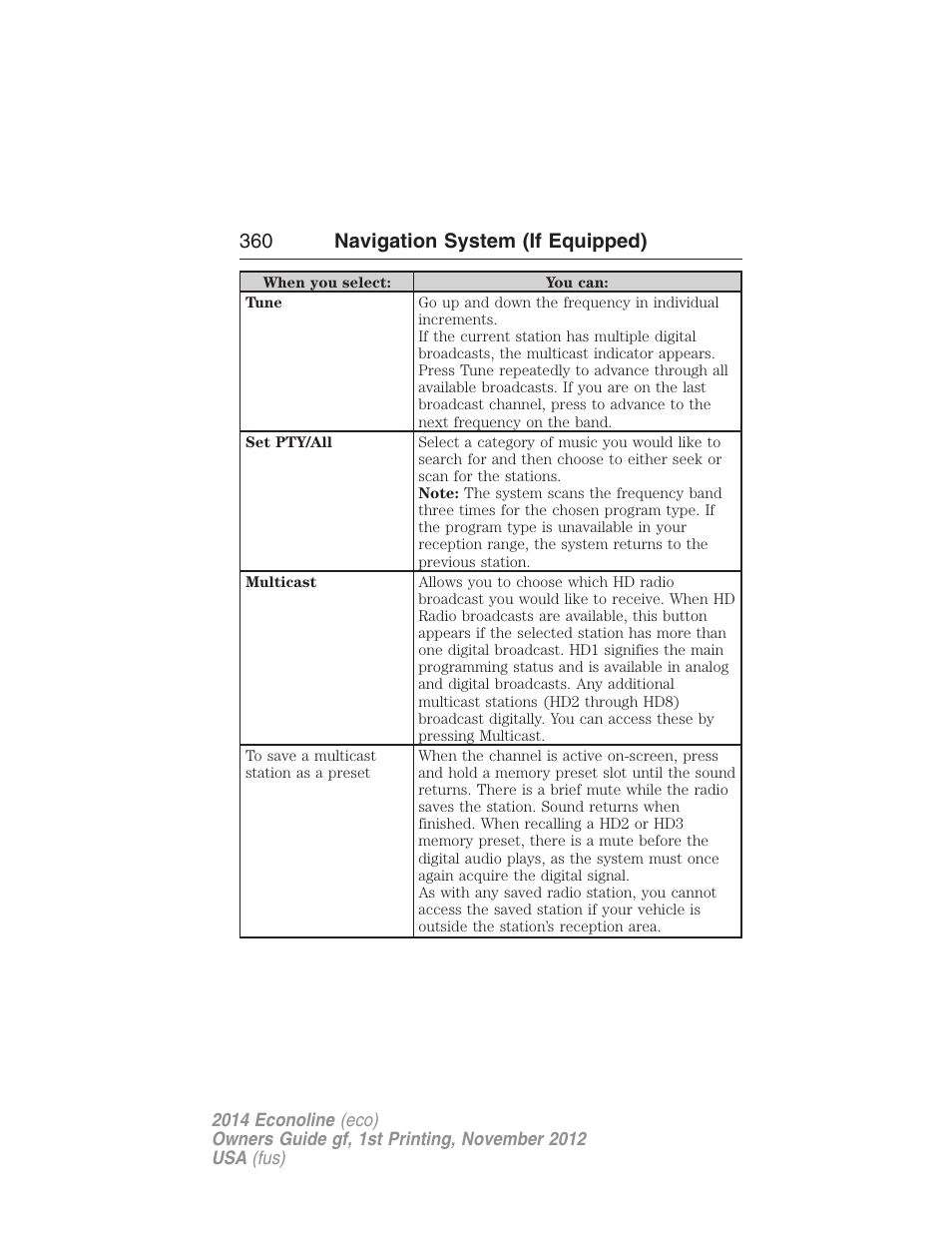 360 navigation system (if equipped) | FORD 2014 E-450 v.1 User Manual | Page 361 / 438