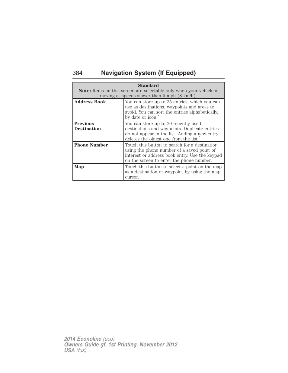 384 navigation system (if equipped) | FORD 2014 E-450 v.1 User Manual | Page 385 / 438