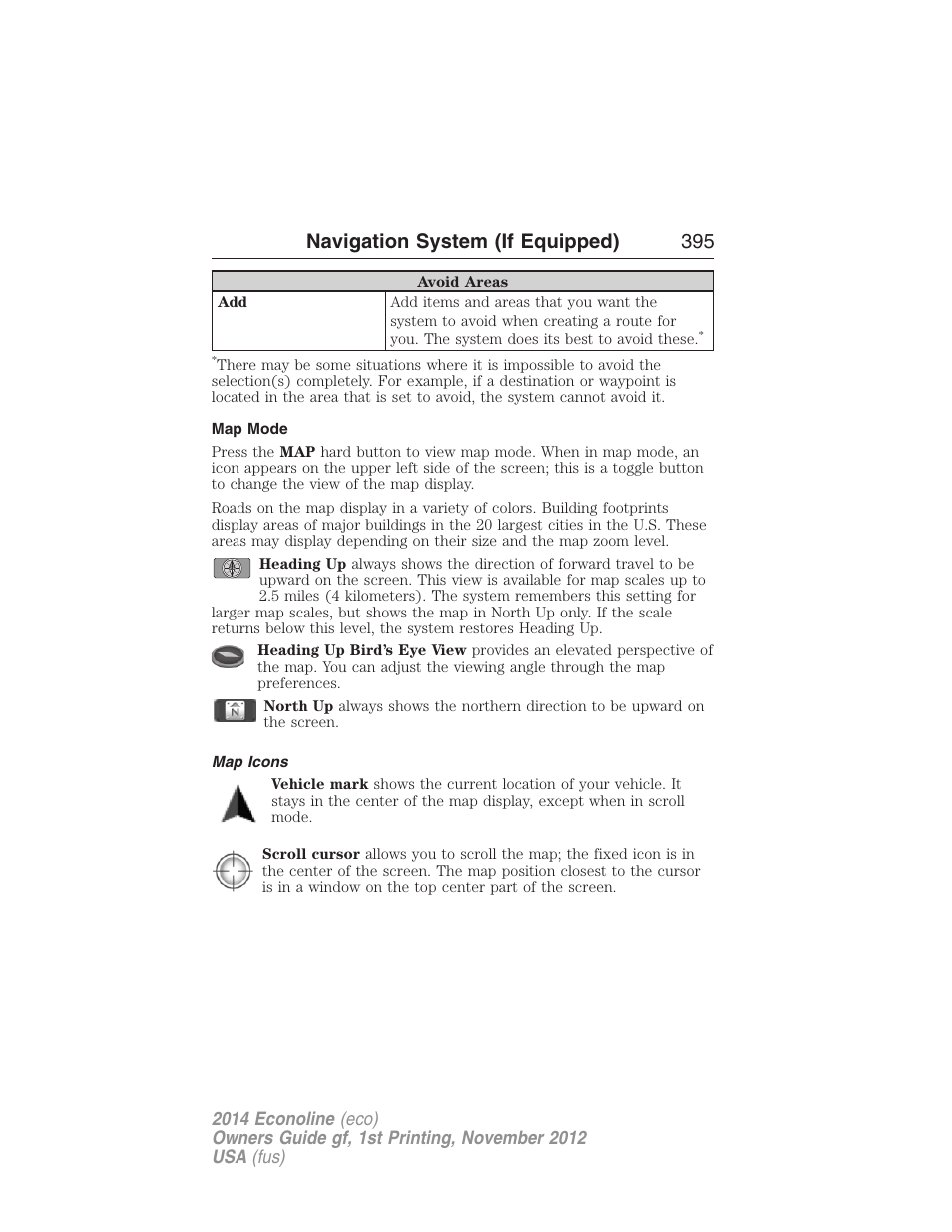 Map mode, Map icons, Navigation system (if equipped) 395 | FORD 2014 E-450 v.1 User Manual | Page 396 / 438