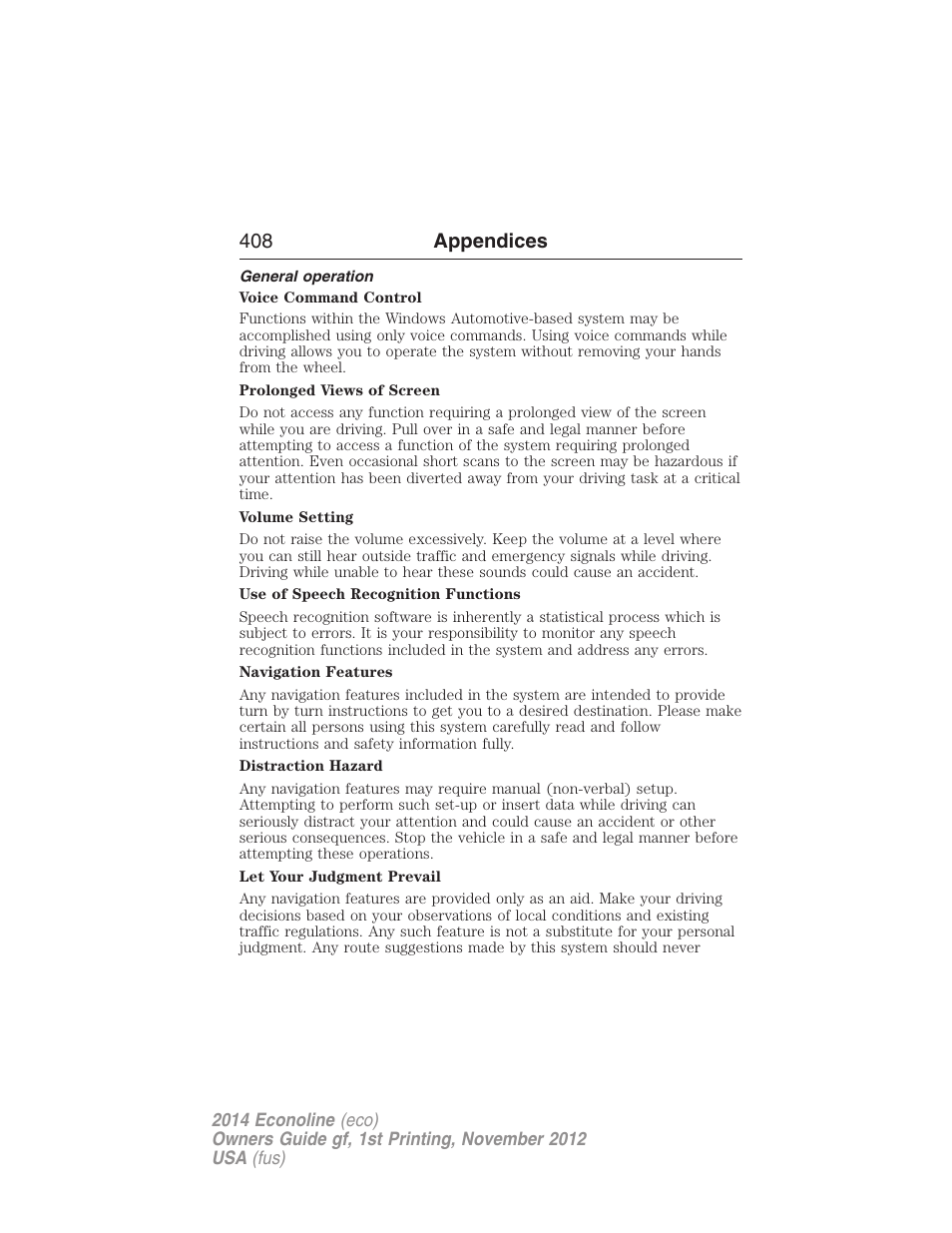 General operation, 408 appendices | FORD 2014 E-450 v.1 User Manual | Page 409 / 438