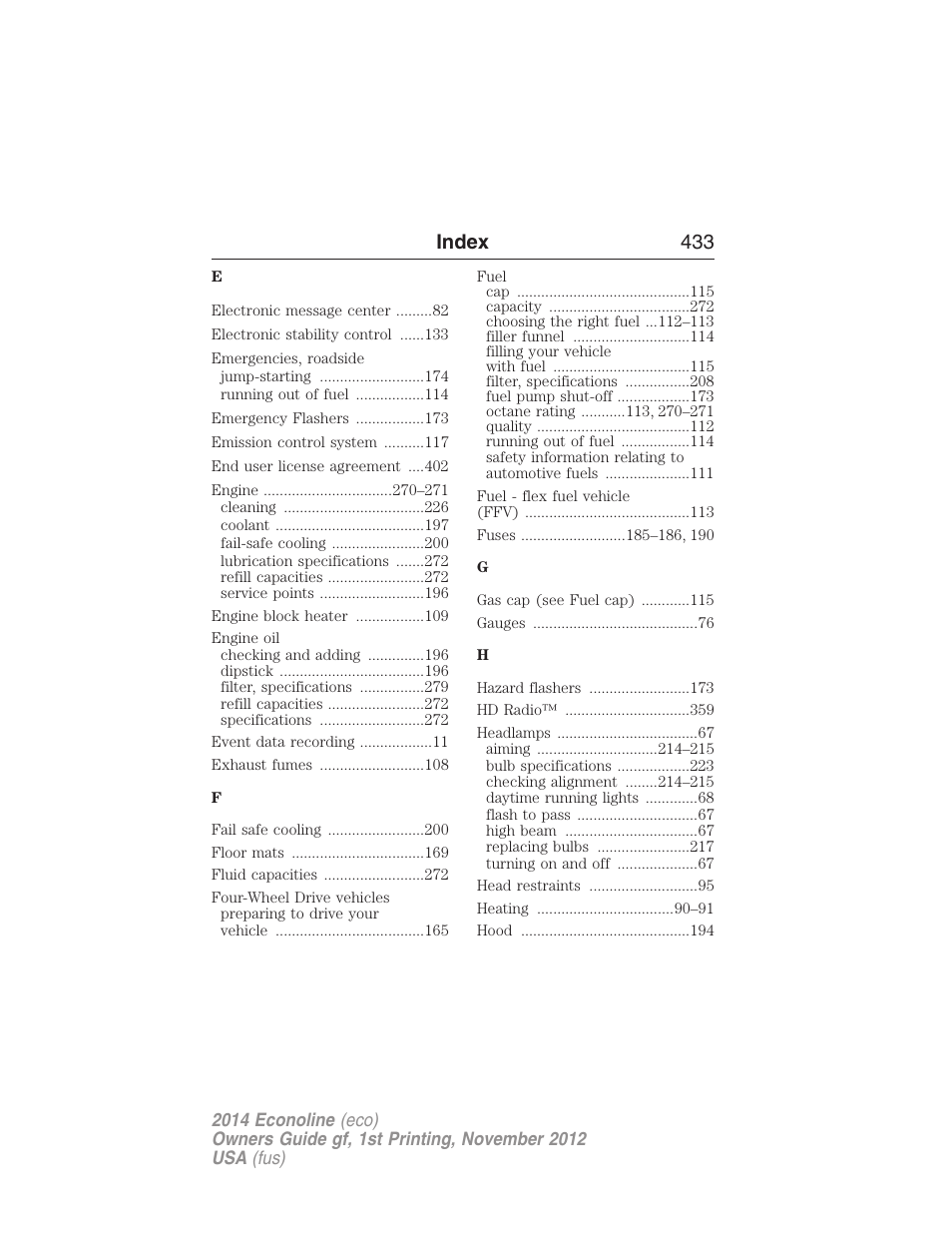 Index 433 | FORD 2014 E-450 v.1 User Manual | Page 434 / 438