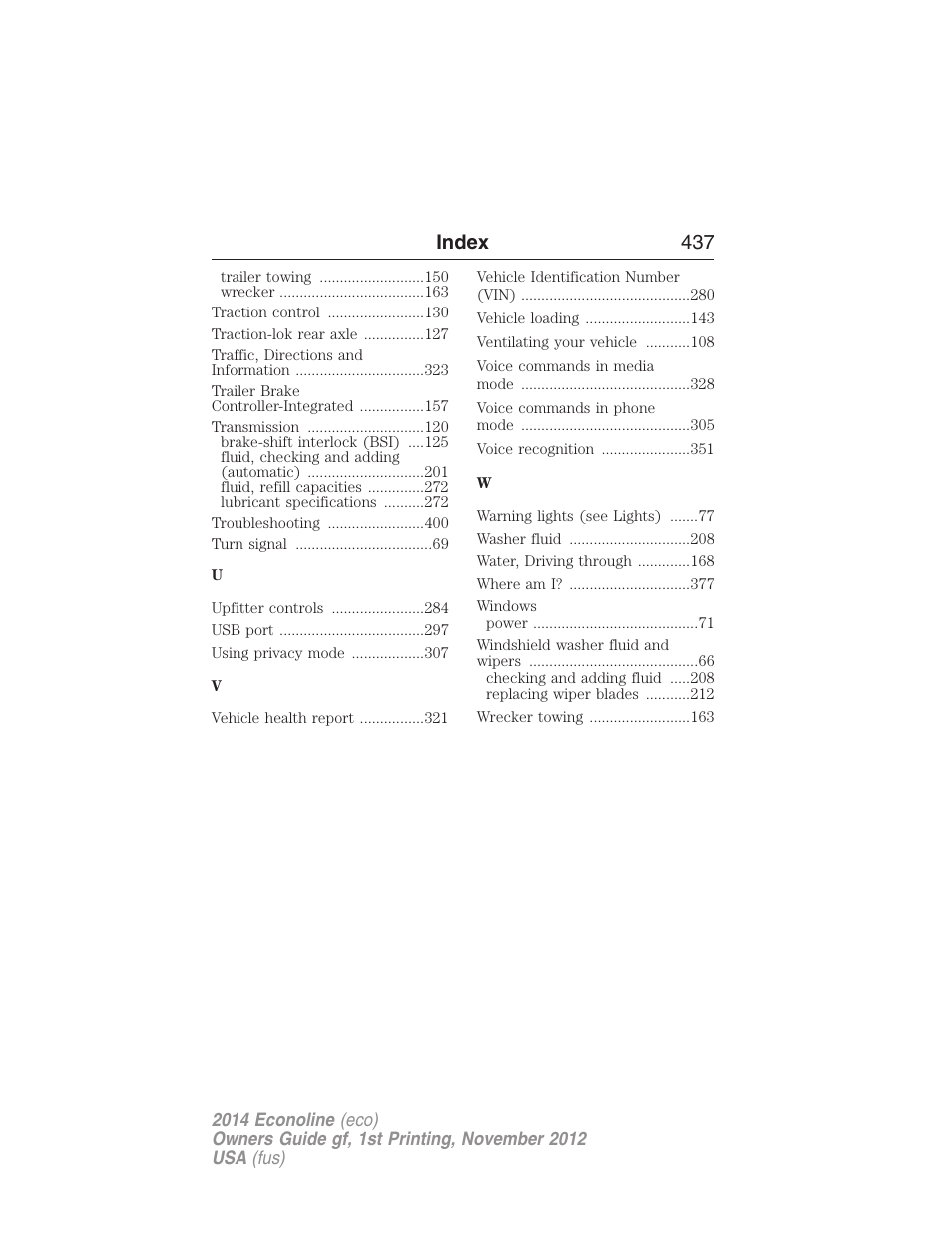 Index 437 | FORD 2014 E-450 v.1 User Manual | Page 438 / 438