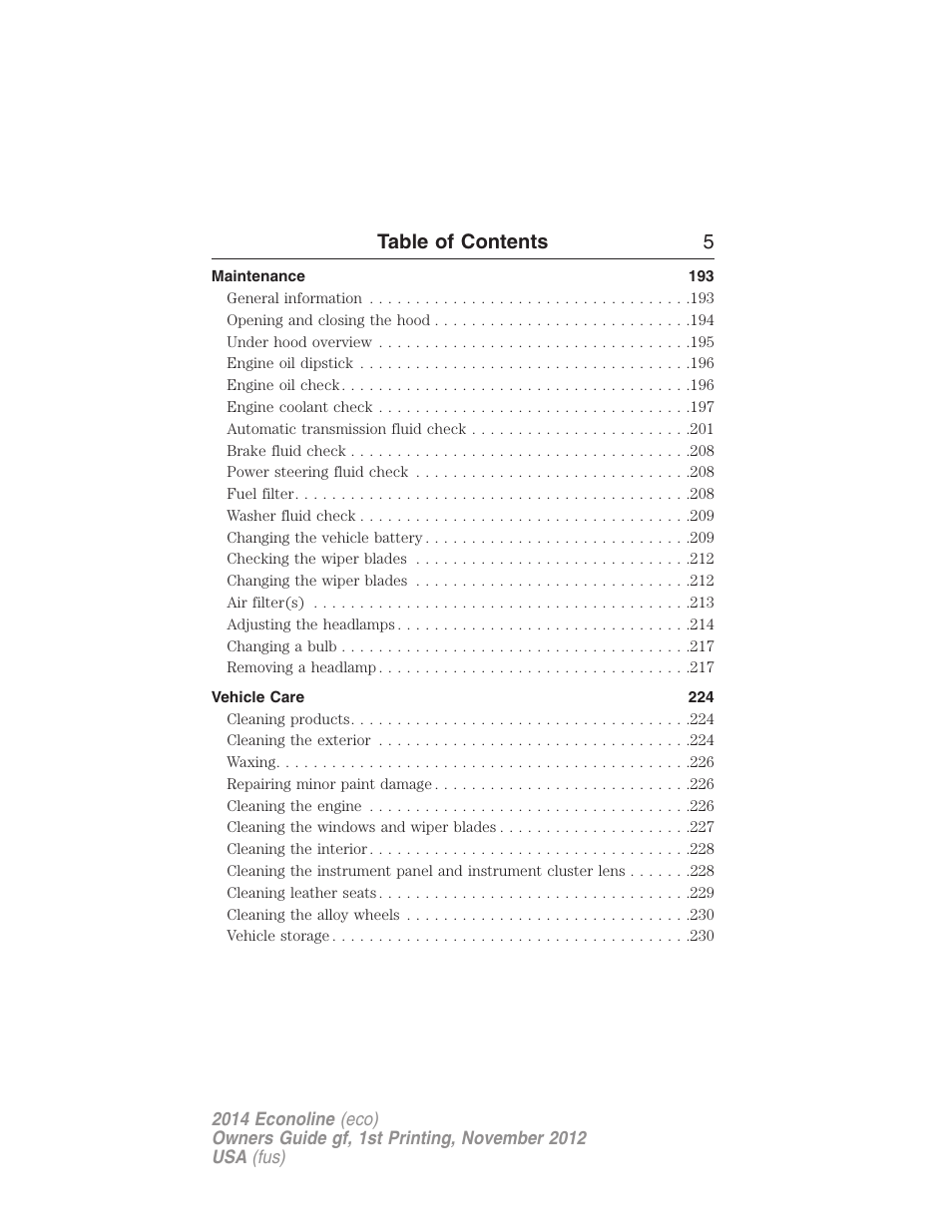 Table of contents 5 | FORD 2014 E-450 v.1 User Manual | Page 6 / 438