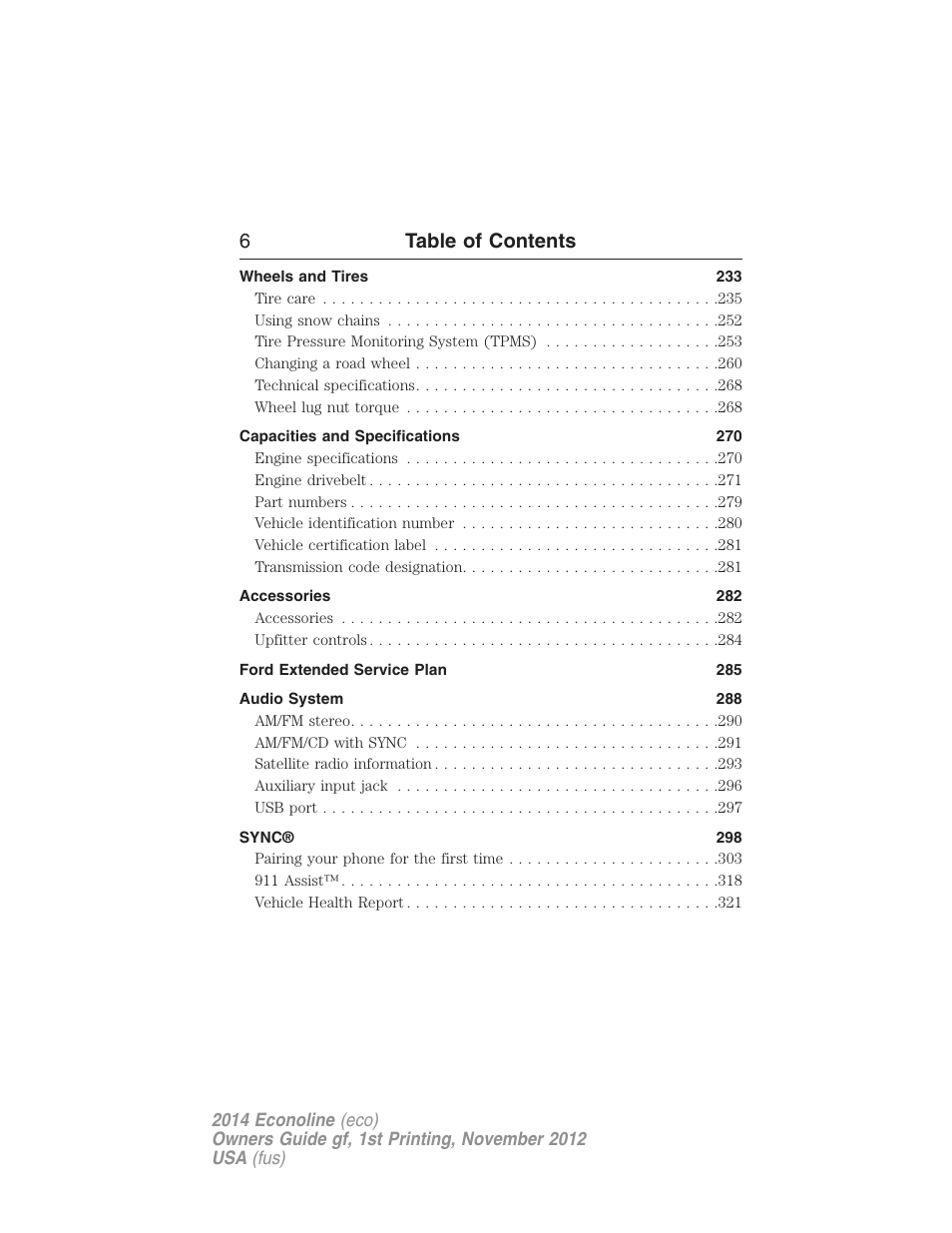6table of contents | FORD 2014 E-450 v.1 User Manual | Page 7 / 438