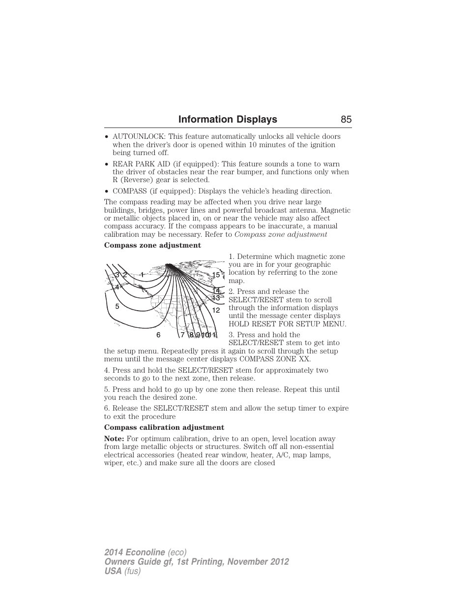 Information displays 85 | FORD 2014 E-450 v.1 User Manual | Page 86 / 438
