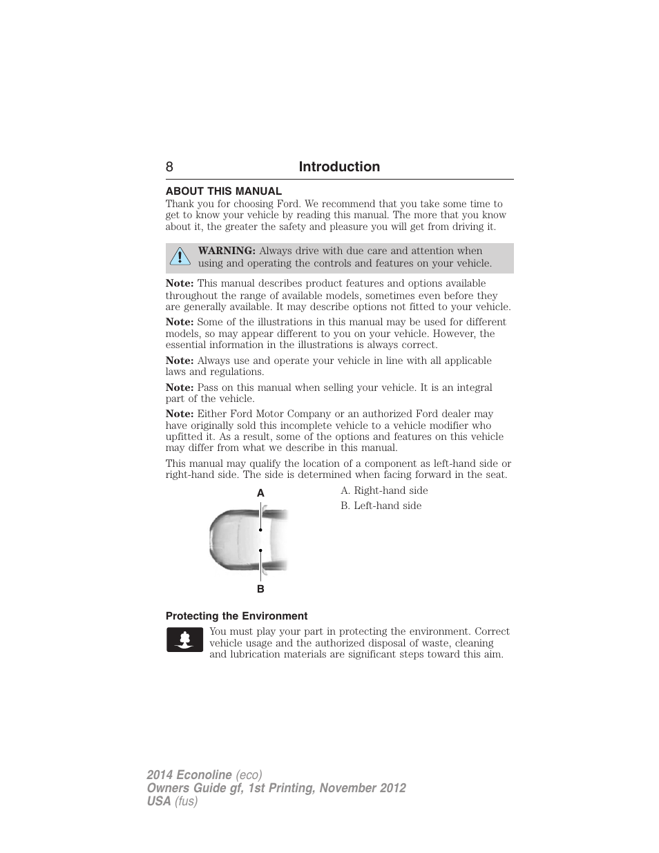 Introduction, About this manual, Protecting the environment | 8introduction | FORD 2014 E-450 v.1 User Manual | Page 9 / 438