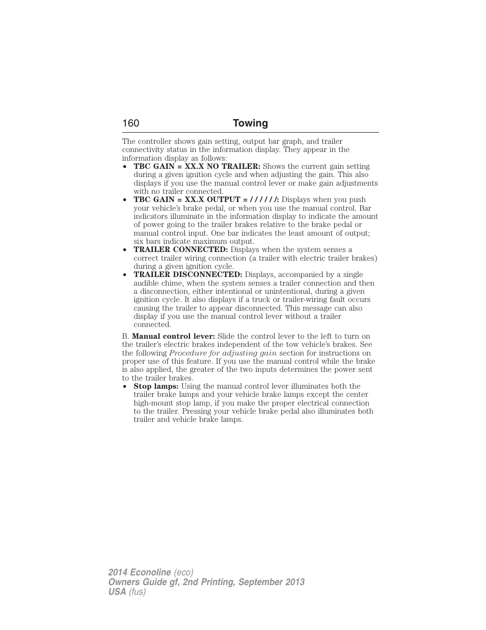 160 towing | FORD 2014 E-450 v.2 User Manual | Page 161 / 443