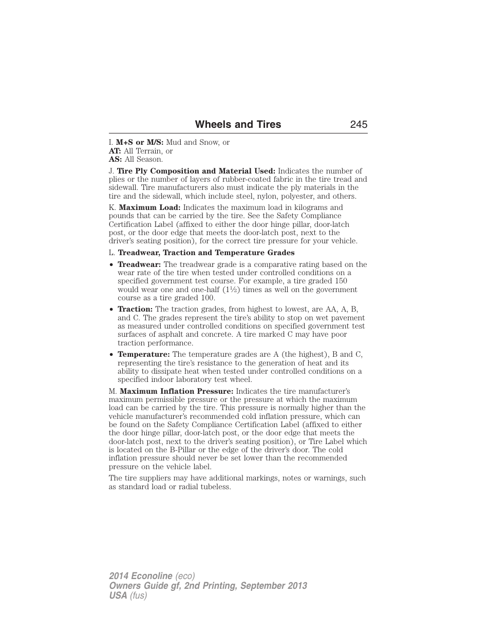 Wheels and tires 245 | FORD 2014 E-450 v.2 User Manual | Page 246 / 443