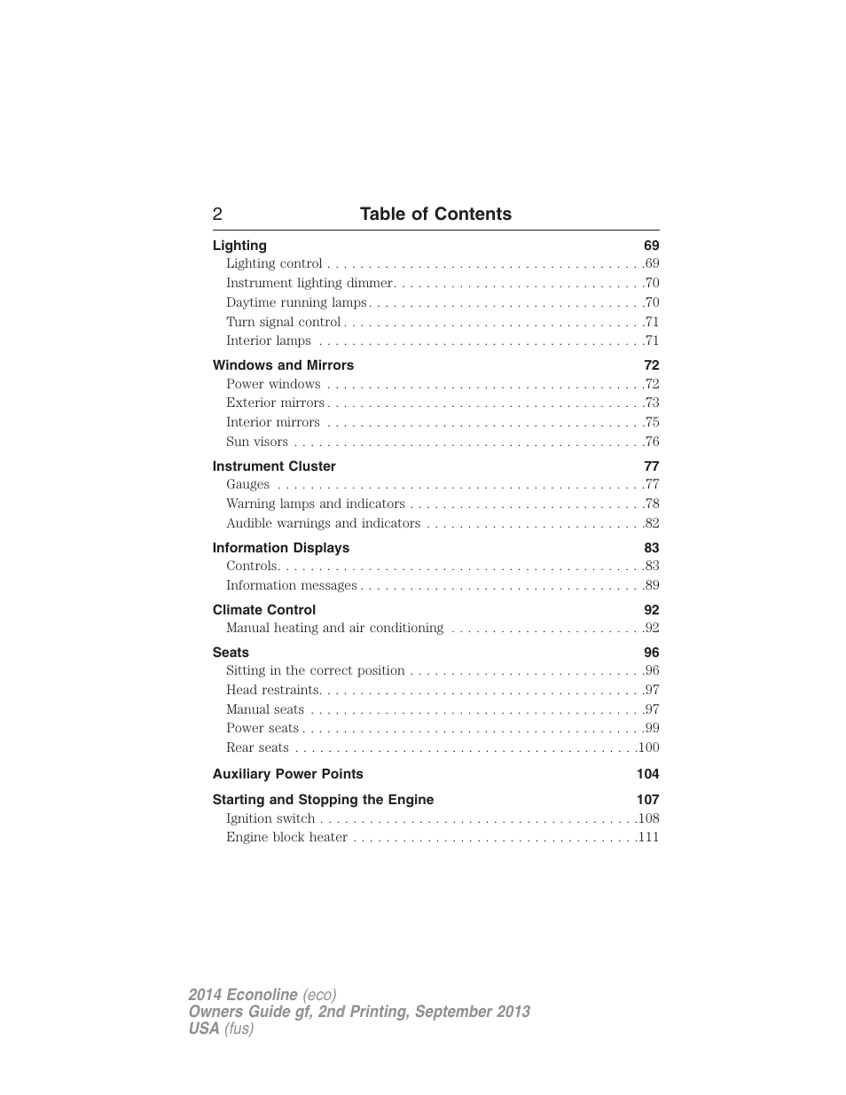 2table of contents | FORD 2014 E-450 v.2 User Manual | Page 3 / 443