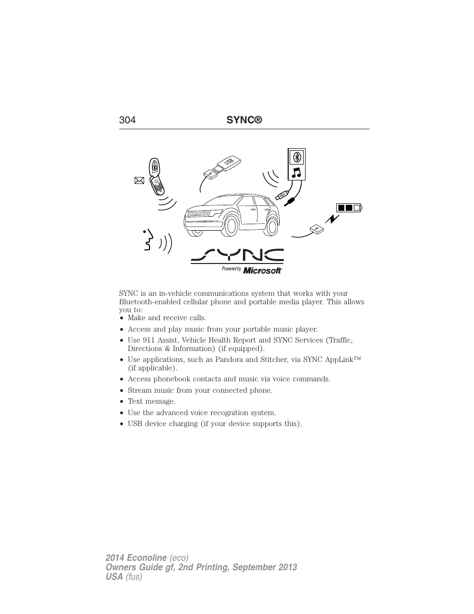 Sync, 304 sync | FORD 2014 E-450 v.2 User Manual | Page 305 / 443