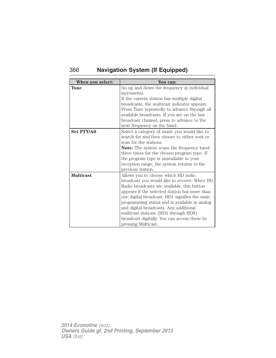 366 navigation system (if equipped) | FORD 2014 E-450 v.2 User Manual | Page 367 / 443