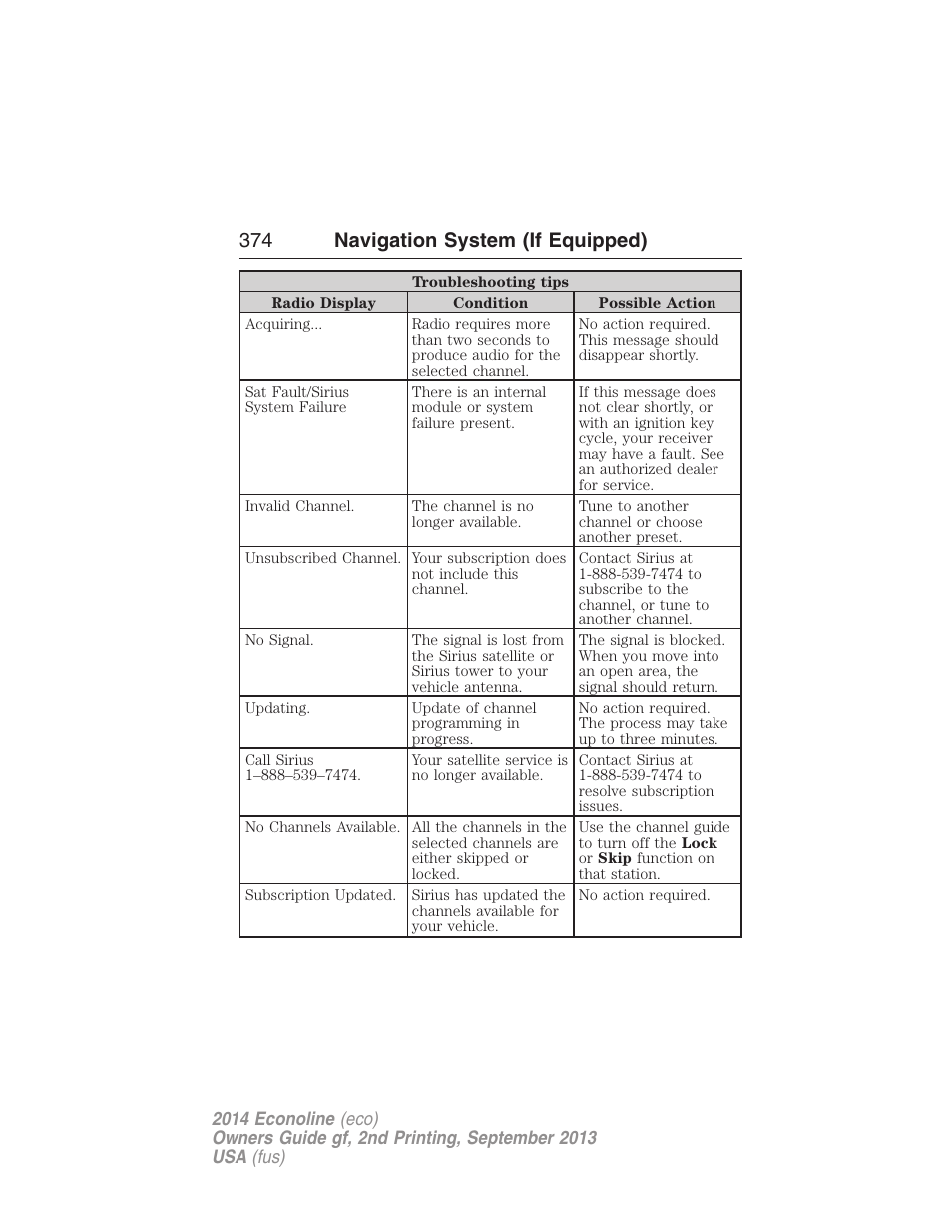 374 navigation system (if equipped) | FORD 2014 E-450 v.2 User Manual | Page 375 / 443