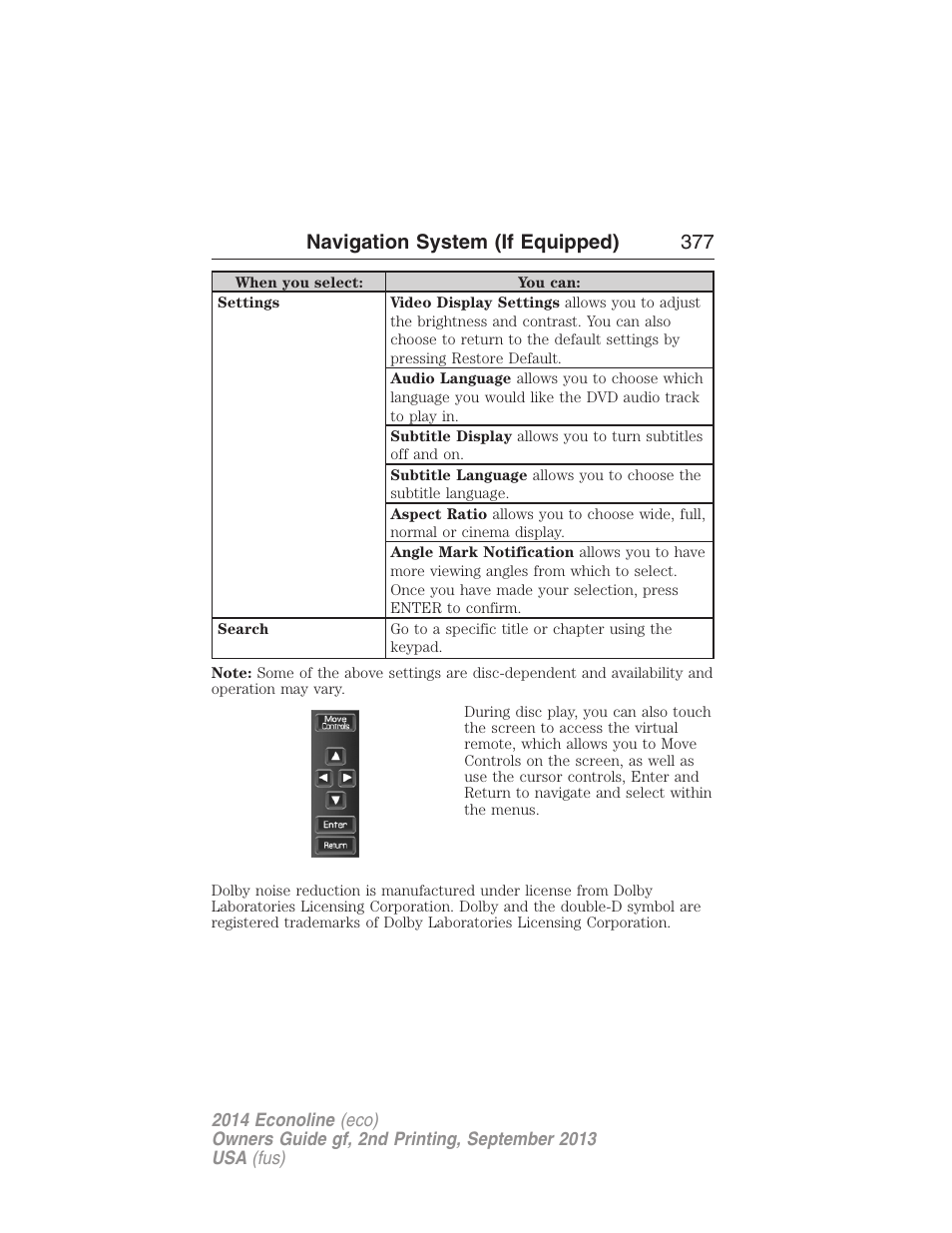 Navigation system (if equipped) 377 | FORD 2014 E-450 v.2 User Manual | Page 378 / 443